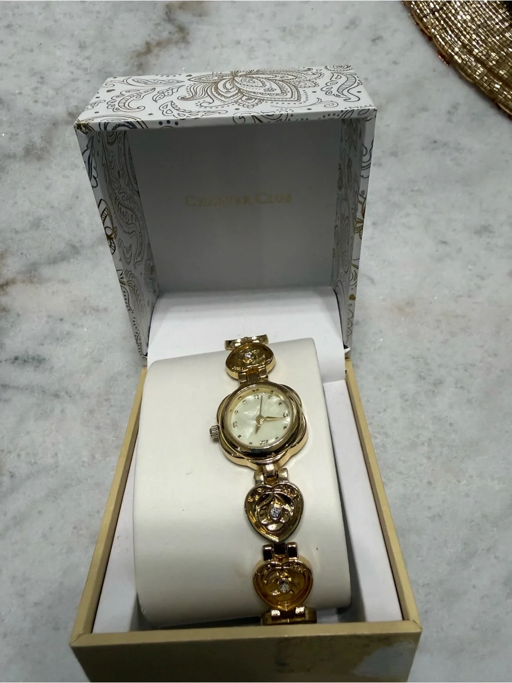 Gold-Tone Women’s Heart Link Bracelet Watch